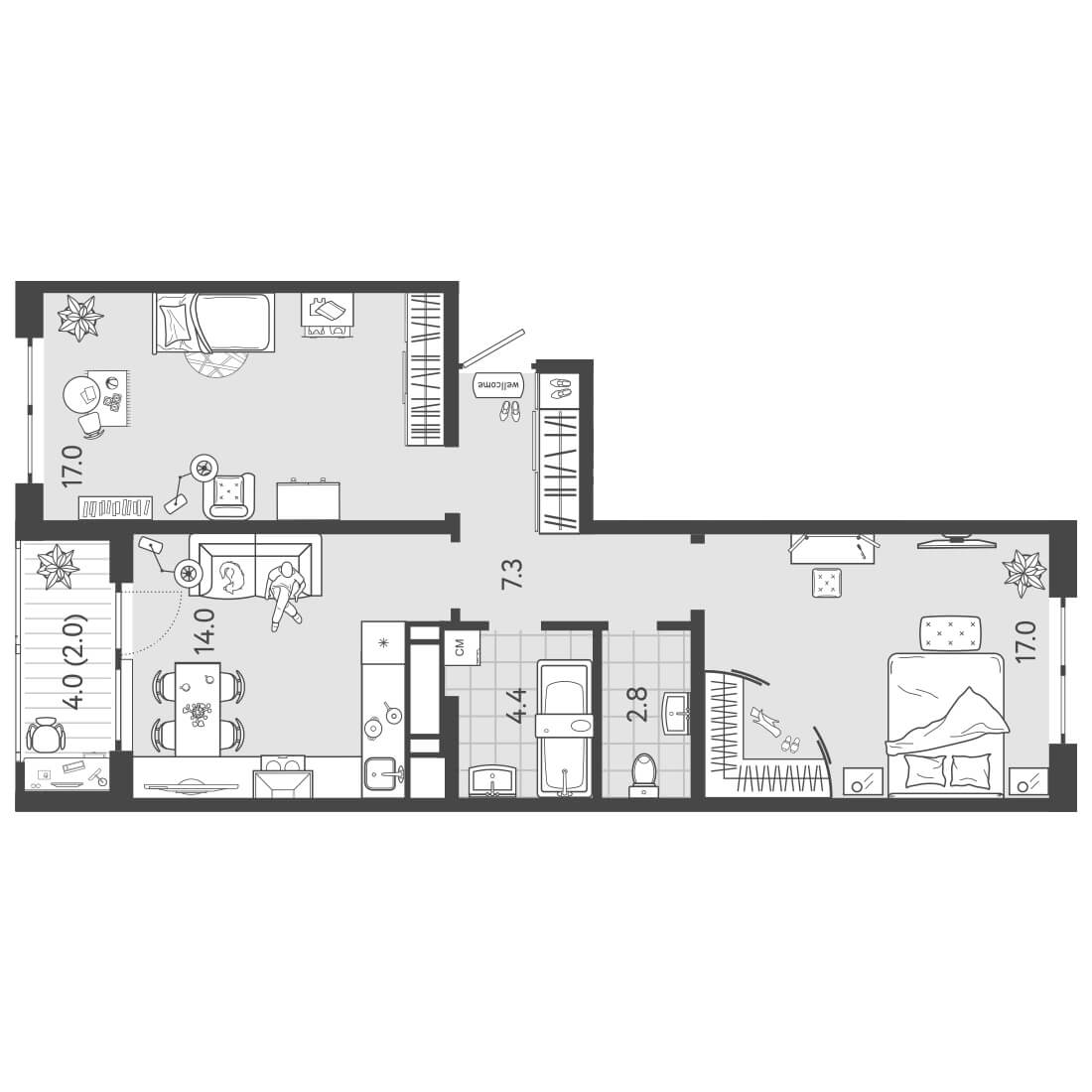 Квартира 72.00 м2 в ЖК Все Свои
