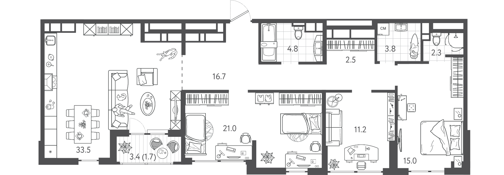 Квартира 112.50 м2 в ЖК Все Свои