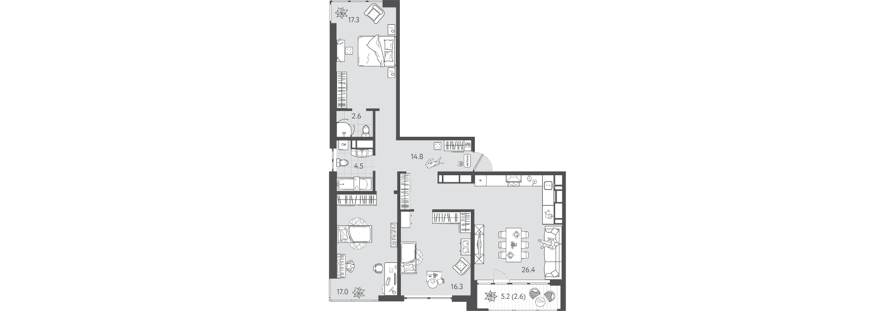 Квартира 101.50 м2 в ЖК Все Свои