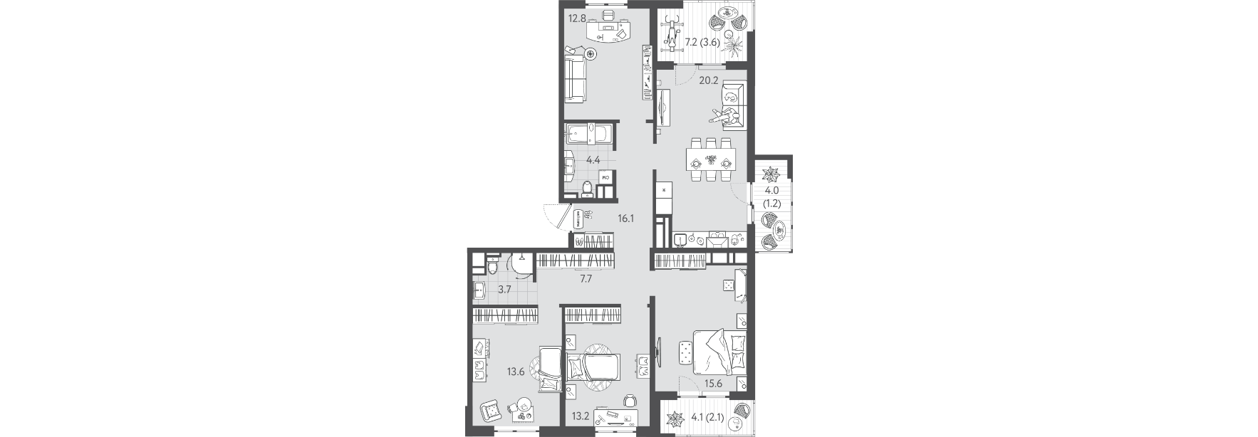 Квартира 106.50 м2 в ЖК Все Свои